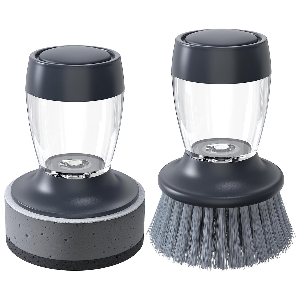 Dish brush with soap dispenser，Nylon Bristles Dish Brush and a Scrub Sponge Dish BrushKitchen Brush for Dish Pot Pan and Sink Cleaning，dish brush Pack of 2